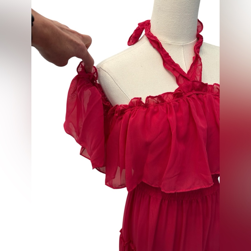 Misa Los Angeles Elegant Pink Fuchsia Off-Shoulder Maxi Dress Size XS NWT $425 - Picture 5 of 8